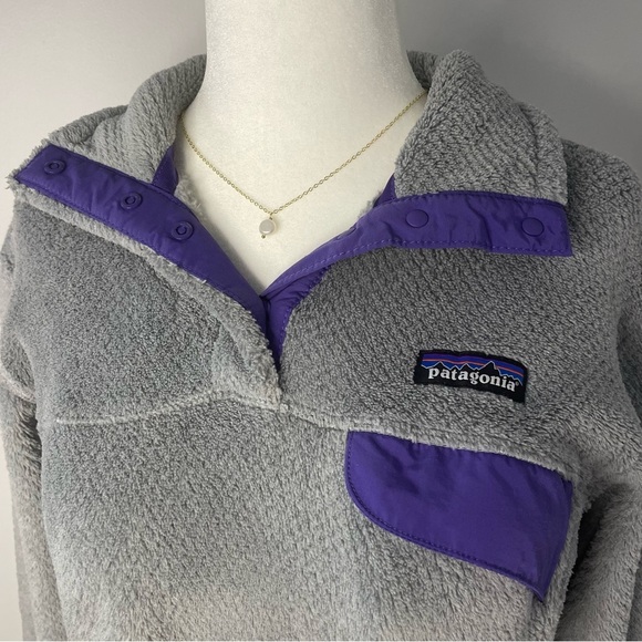 Patagonia Re-Tool Snap-T Fleece Pullover Gray Purple Medium - Picture 8 of 8